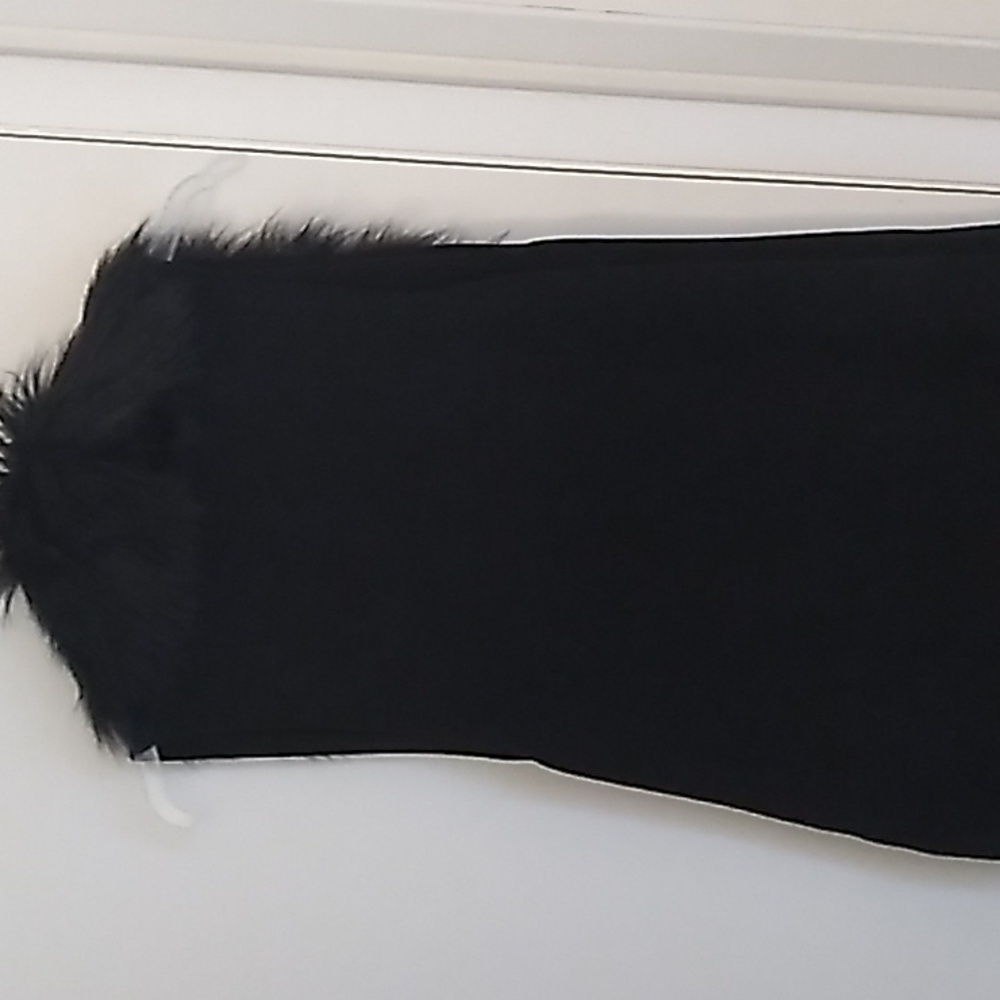 Michael Kors black cardigan with removable black faux fur collar,  size L.
